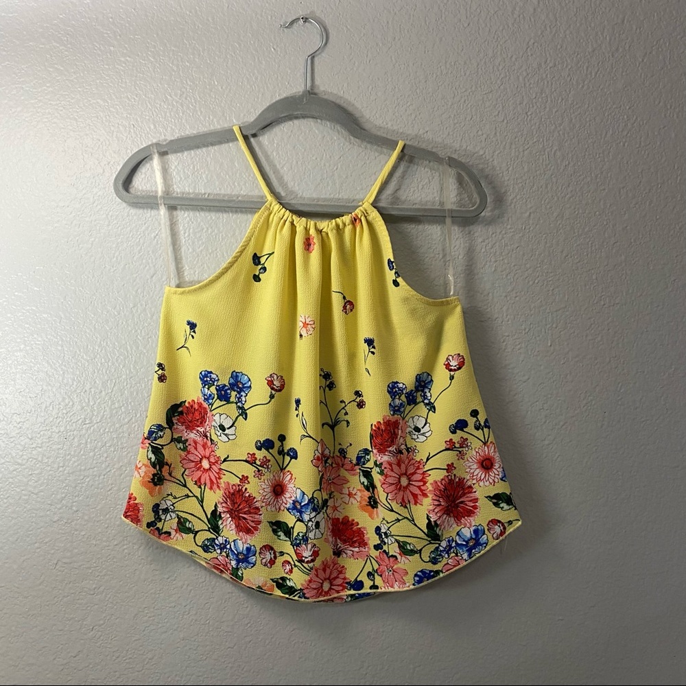 yellow floral halter tank